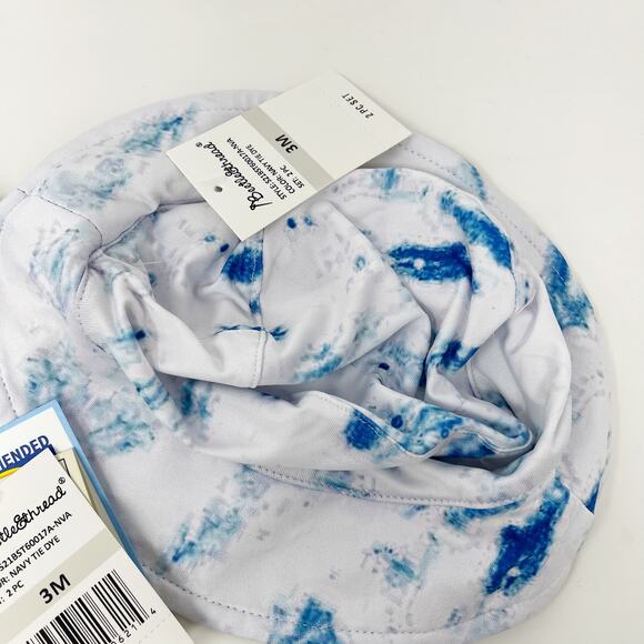 New Beetle & Thread Size 3M Navy Blue Tie Dye Swim Romper and Hat UPF 50+ Boys - Picture 4 of 9